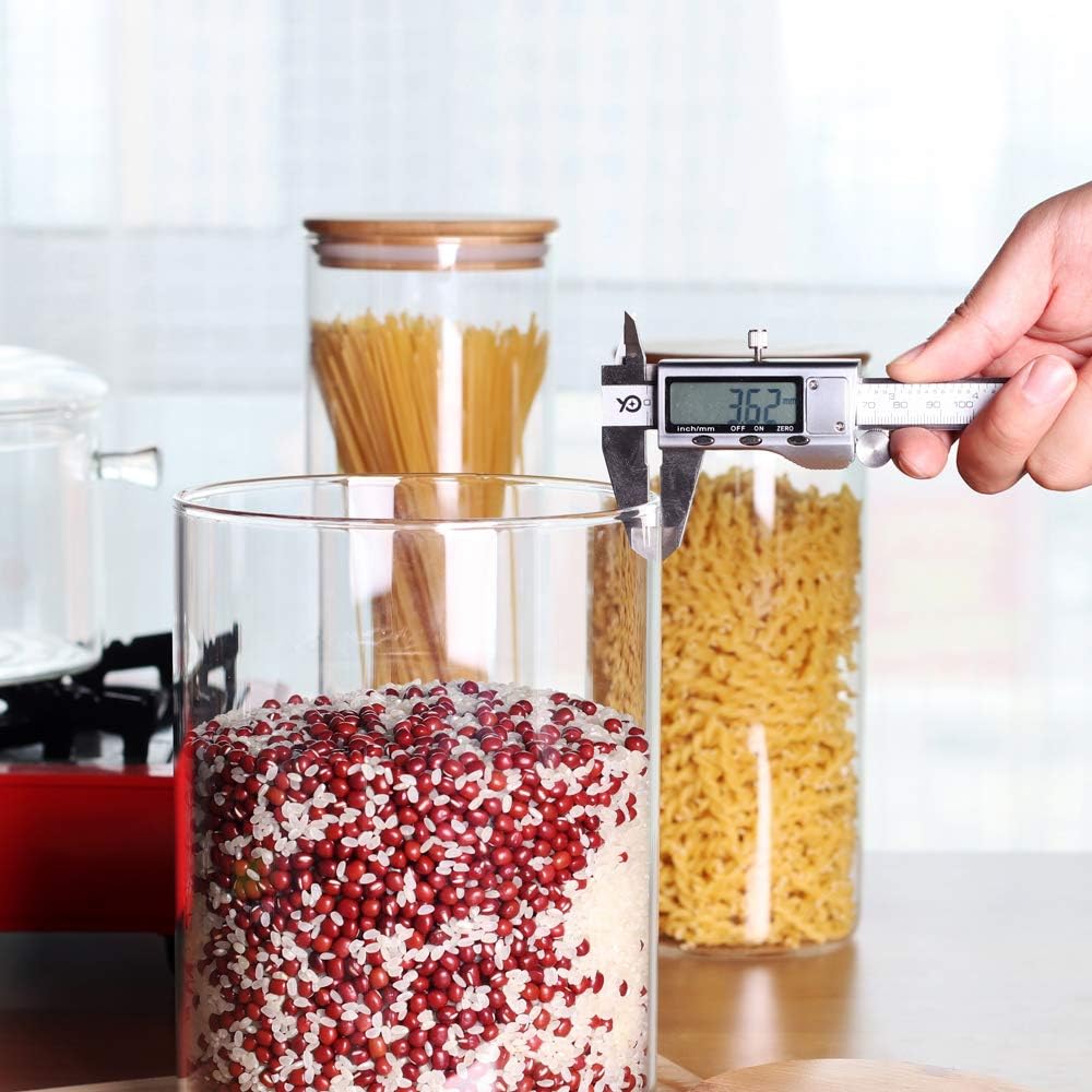 Large Glass Food Storage Container, 100 FL OZ (3000ml) Glass Food Canister with Airtight Bamboo Lids for Your Pantry, BPA-Free Cereal Dispenser Jars for Spaghetti Pasta, Powder, Tea, Coffee