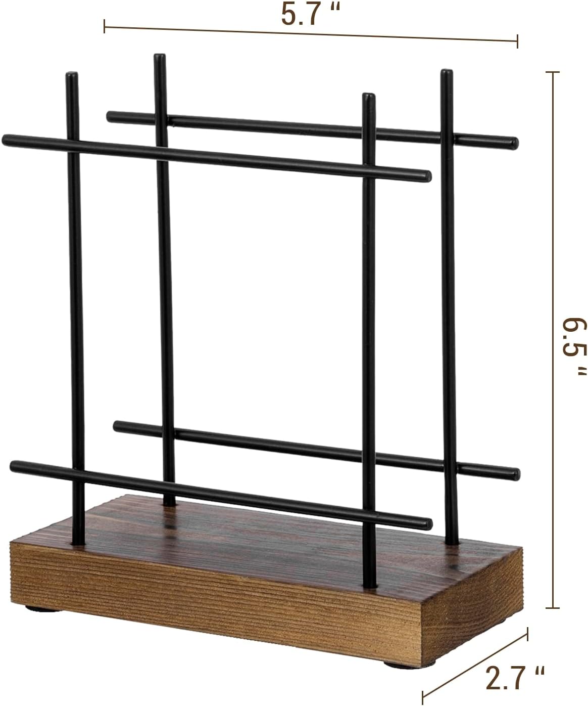 MyGift Napkin Holder for Table, Matte Black Metal Napkin Dispenser for Kitchen Dining with Rustic Burnt Brown Wood Base, Decorative Holders for Paper Mail Bills Home Decor