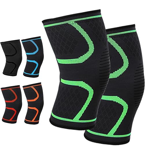 Knee Brace, Knee Compression Sleeve for Men & Women, Knee Pads for Knee Pain, Running, Work Out, Gym, Hiking, Arthritis, ACL, PCL, Joint Pain Relief, Meniscus Tear, Injury Recovery, Sports(Green, Size XL)