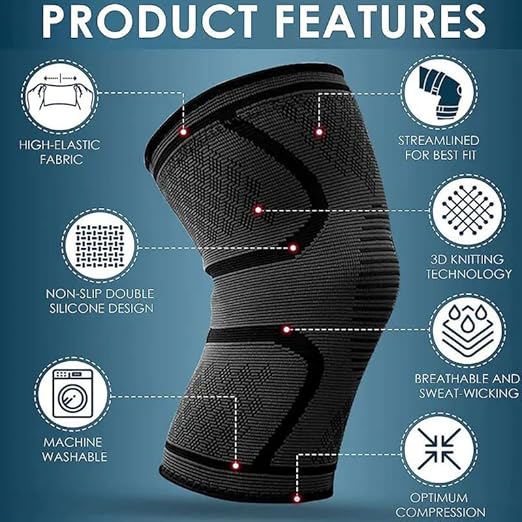 Knee Brace for Pain Relief and Support – 2-Pack Compression Knee Sleeves for Men and Women, Knee Support for Running, Sports, Arthritis, Meniscus Tear, ACL Injury Recovery S-XL