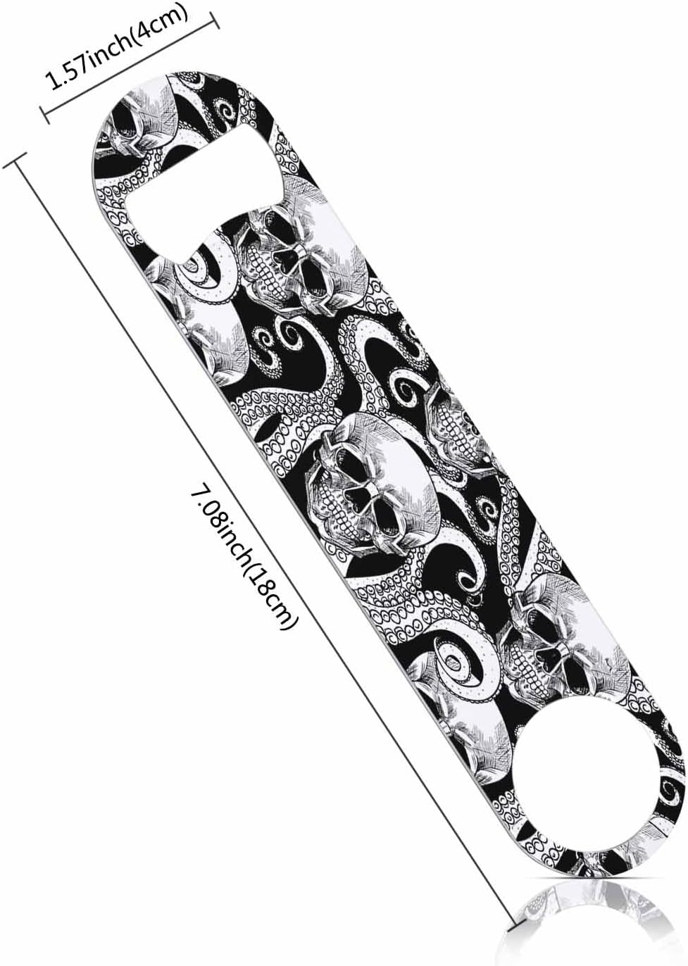 Skull Stainless Steel Bottle Opener Pirate Bone Octopus Tentacle Evil Rock-N-Roll Style Flat Beer Bottle Opener Keychain for Home Kitchen Bar Restaurant Party Birthday Gift