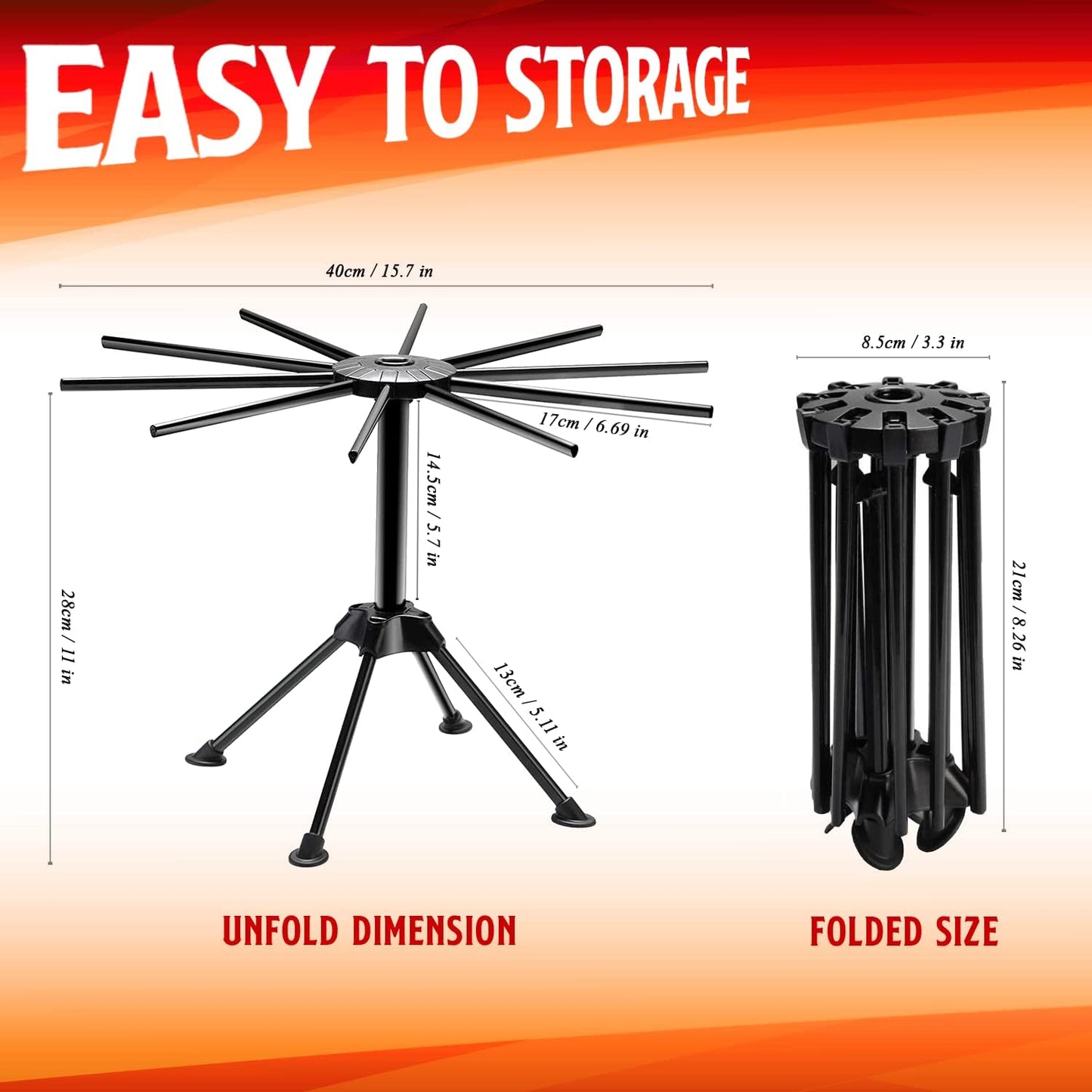 GOZIHA Kitchen Pasta Drying Rack | Make Homemade Fresh Pasta | Household Noodle Dryer Rack Hanging for Home Use | Spaghetti Drying Rack Noodle Stand | Easy Storage and Quick Set-Up (Black)