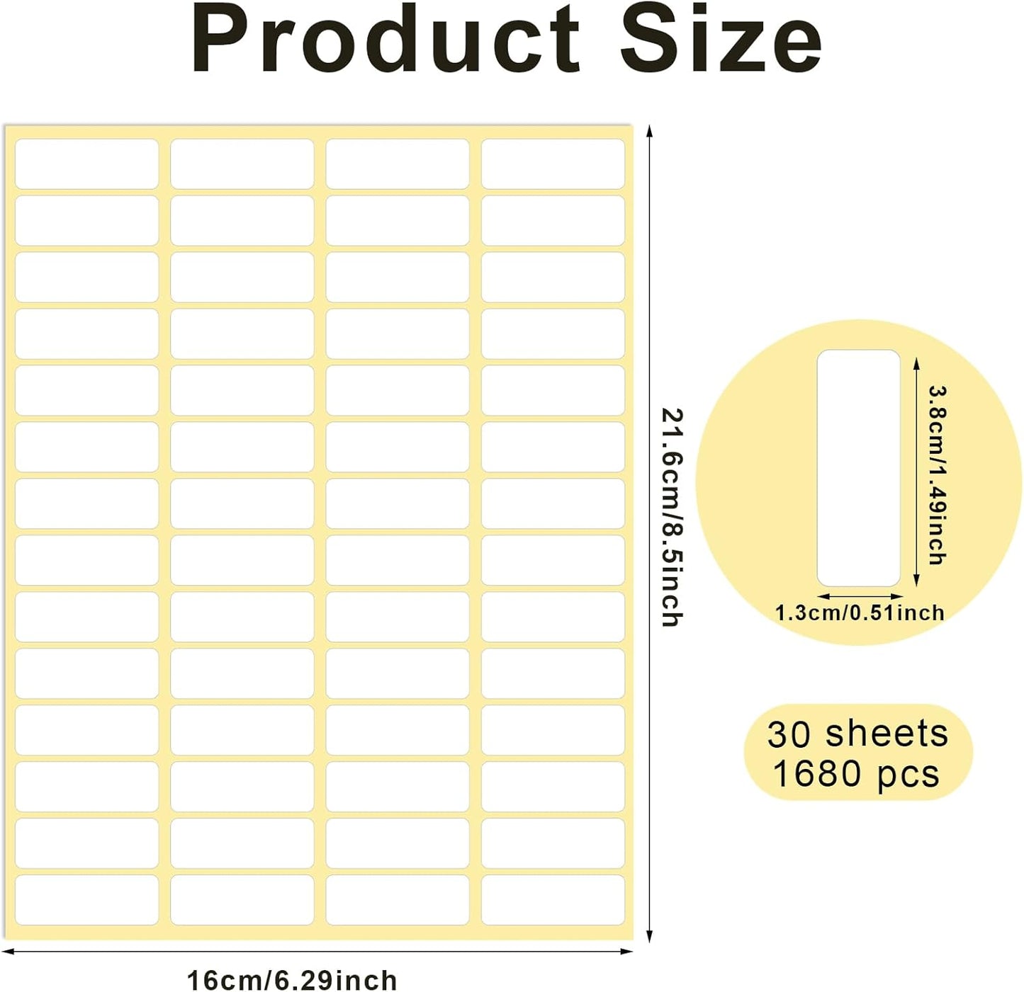 1680 Pcs Rectangle Labels 0.5" x 1.5" White Writable Name Label Stickers Blank Paper Stickers Self-Adhesive File Folder Labels for Document Bottle Cup School Office Classification