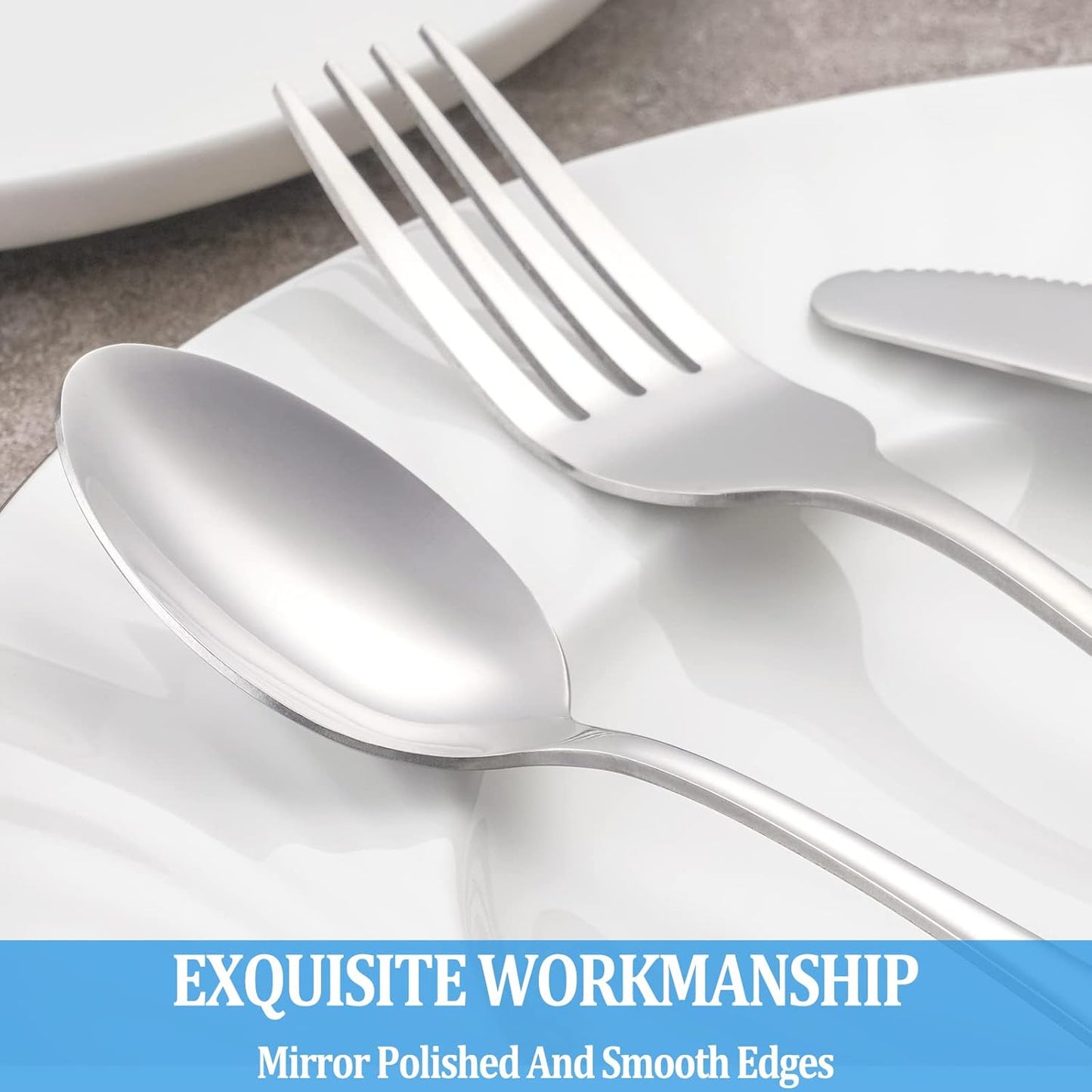 Dinner Spoon Set,16 Pcs 7.3" Tablespoons,Premium Food Grade 18/10 Stainless Steel Spoons,Durable Metal Spoons,Tablespoon,Silverware Spoons Only,Mirror Finish & Dishwasher Safe,Use for Home,Restaurant