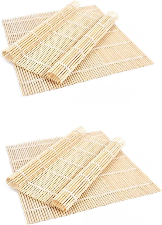4 Pack Bamboo Sushi Rolling Mat, Sushi Roll Maker (9.5" x 9.6")