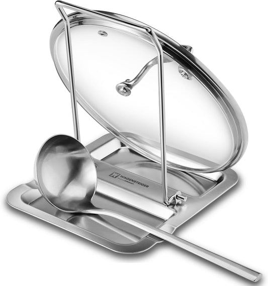 Foldable Stainless Steel Pot Lid Rest, Ladle Holder, Multifunctional Kitchen Organizer Stand, Easy Storage, Dishcloth Rack, Pan Lid Holder, Cooking Utensil Holder Organizer
