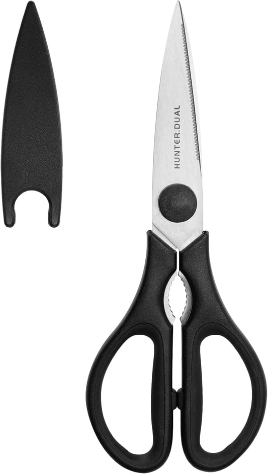 Kitchen Scissors for Food, HUNTER.DUAL Heavy Duty Come Apart Poultry Shears for Cooking, All Purpose for Cutting Chicken, Meat, Fish & Vegetables (Black, 8.35 Inch)