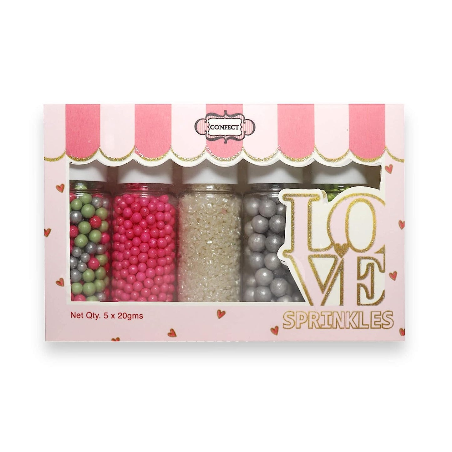 Confect Sprinkles Mix – Enchanted Forest Disco Ball Mashup for Cake & Cupcake Decorating – Assorted Pack of 5 (Hot Pink, Silver, Parrot Green Dragees & White Sparkling Sugar) Palm Oil-Free, No Artificial Dyes - 5 Oz