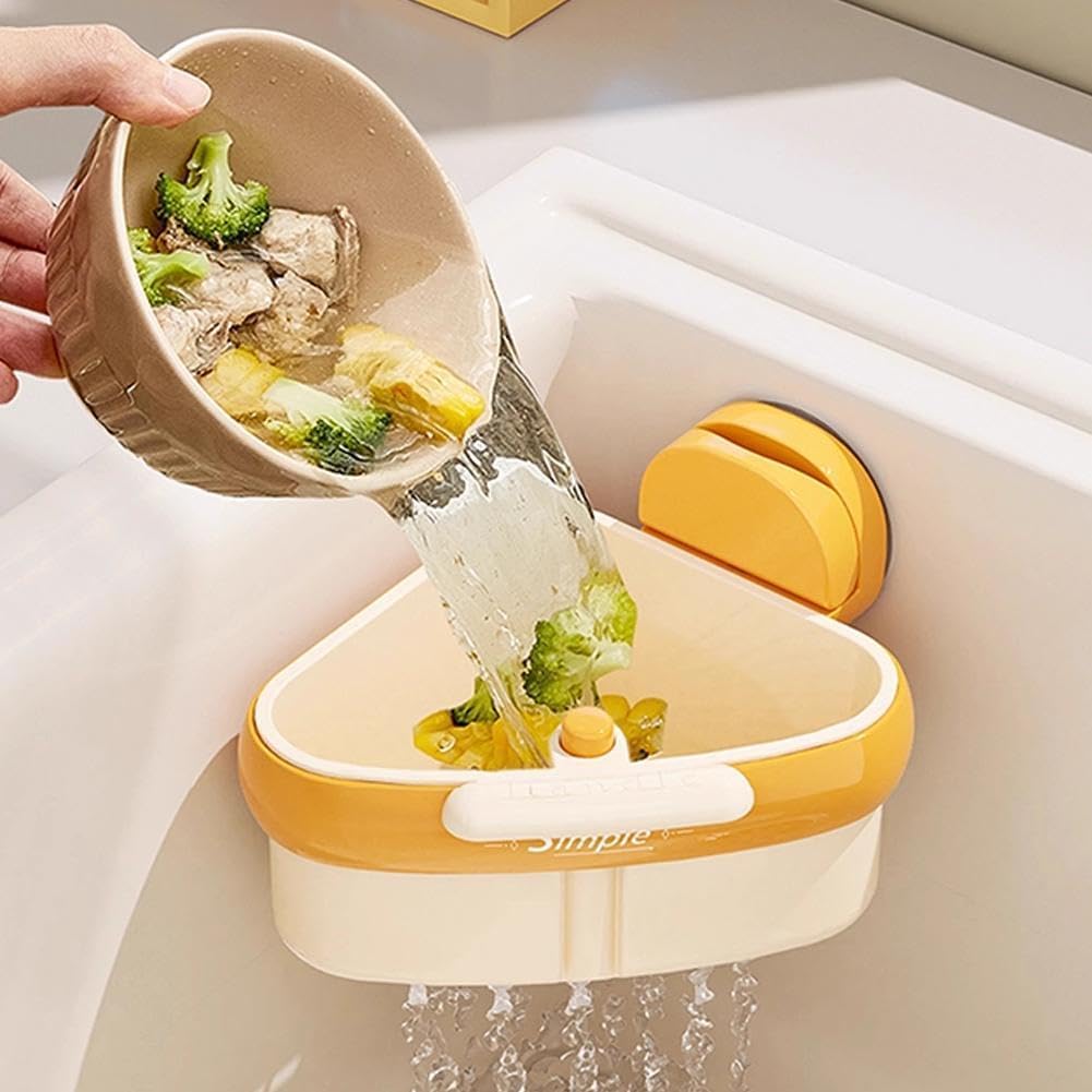 Corner Sink Strainer,2025 New Suction Cup Press Sink Strainer Basket,Automatic Dumping food Waste Catcher for Sink,Faucet Sponge Storage Rack,Corner Sink Trash Catcher for Food Waste (Green 2PCS)