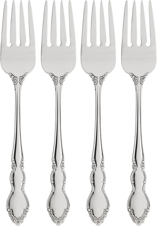 Oneida Dover Fine Flatware Salad Forks, Set of 4 , 18/10 Stainless Steel, Silverware Set, Dishwasher Safe