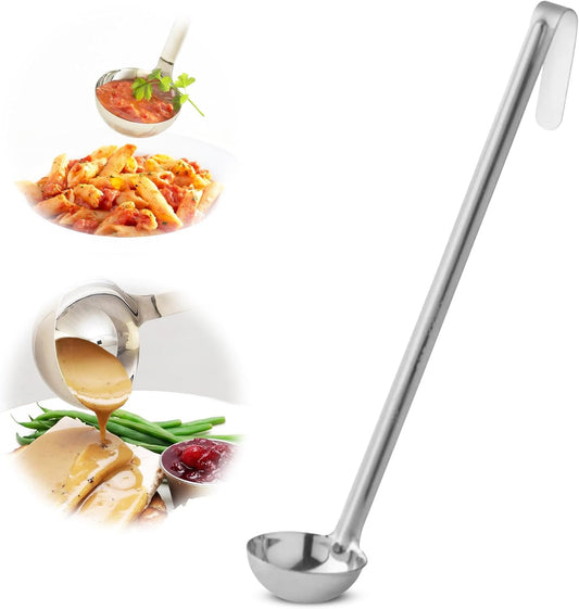Ladle - Durable Stainless Steel Ladle Serving Measuring Soup Dressing Sauce Gravy Sturdy Dependable Long Handle for Kitchen (1, 1 Oz.)
