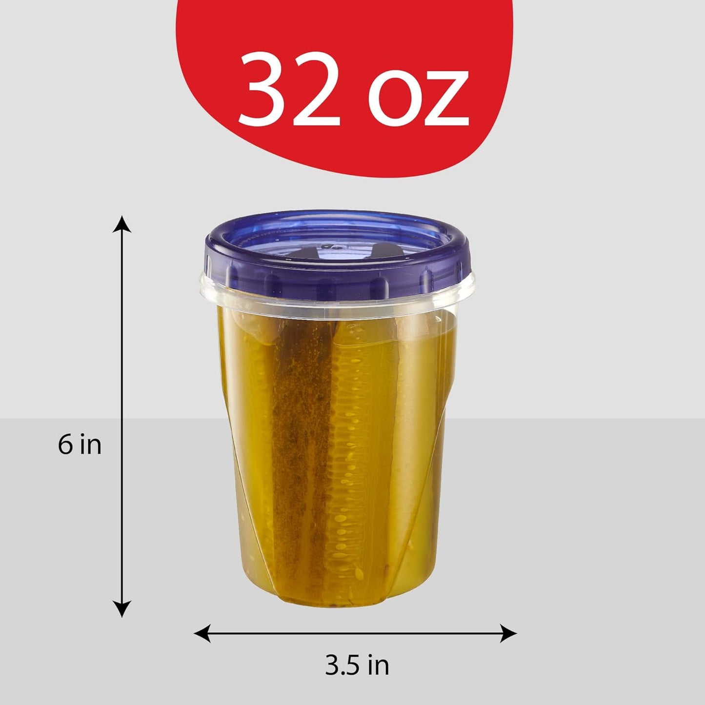 PLASTICPRO 12 Pack Twist Cap Food Storage Containers with Blue Screw on Lid- 32 oz Reusable Meal Prep Containers - Freezer and Microwave Safe Blue Plastic Food Storage