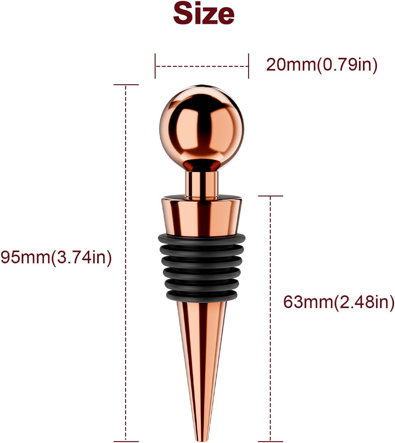 Wine Stoppers for Wine Bottles 3Pcs Vacuum Wine Bottle Stopper with Silicone Reusable Wine Corks, Leak proof Keep Fresh Suitable for Standard (Goldrose, 3 Pack)