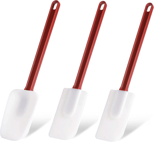 Silicone Rubber Spatula Set of 3, High Heat Set, Commercial Rubber Spatula (1 Spoonula + 2 Scrapers (9.5 Inches))
