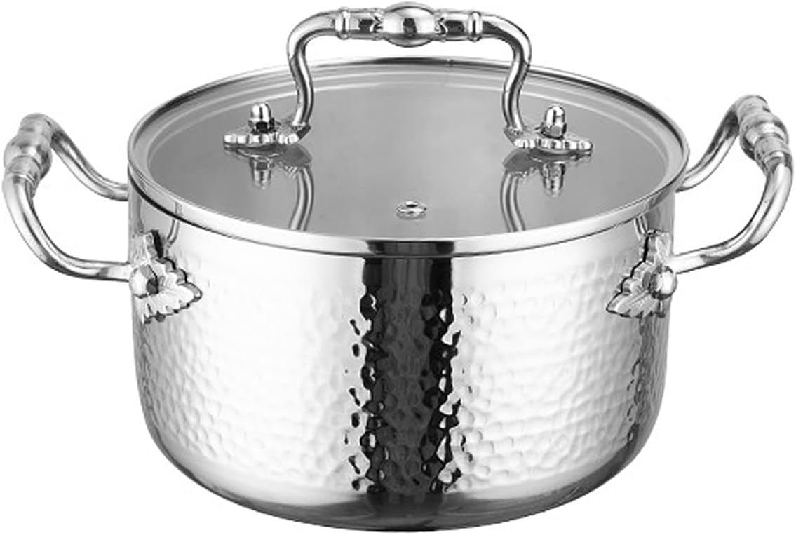 Stainless Steel Stock Pot with Visible Lid for Pasta, Soup, Spaghetti, Nonstick Thick Bottom Stockpot, Induction Pasta Pot Compatible with All Cooktops, Dishwasher Safe,2.7QT