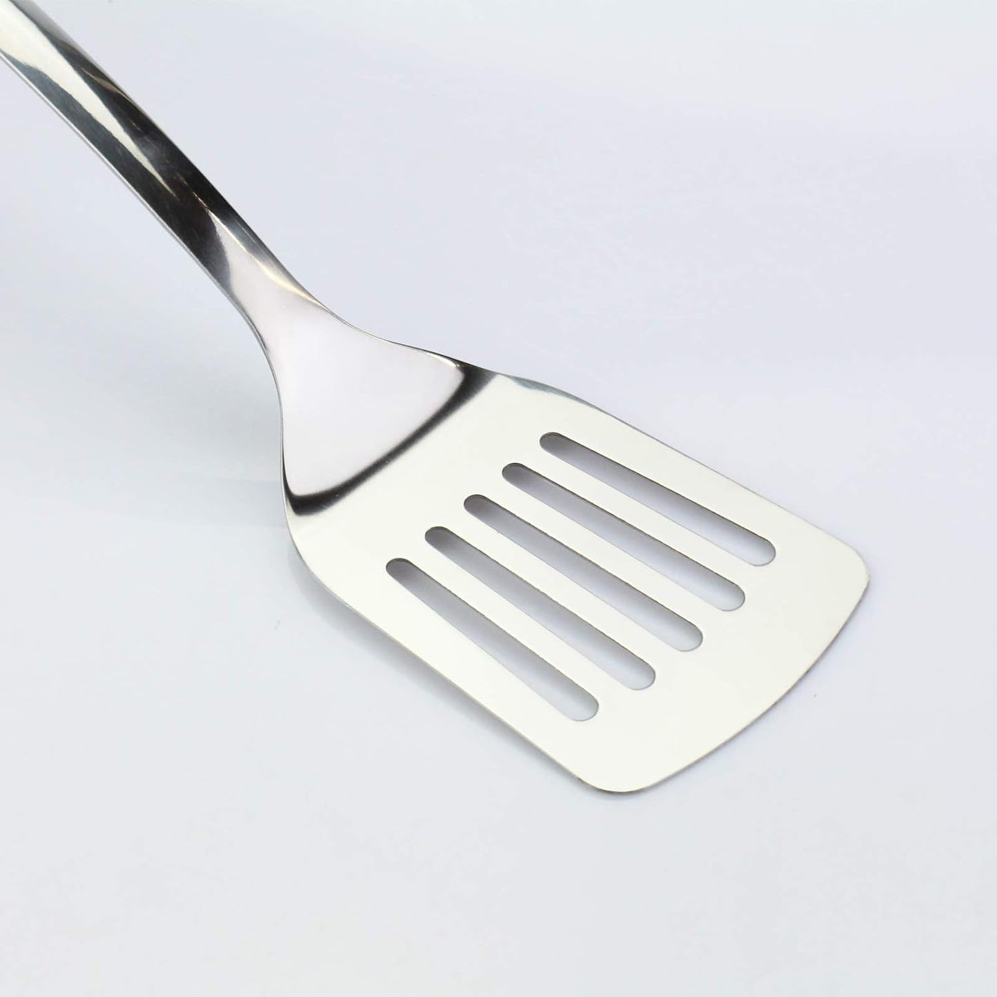 Brushed Slotted Stainless Steel Turner, Non-Slip Spatula with Ergonomic Handle
