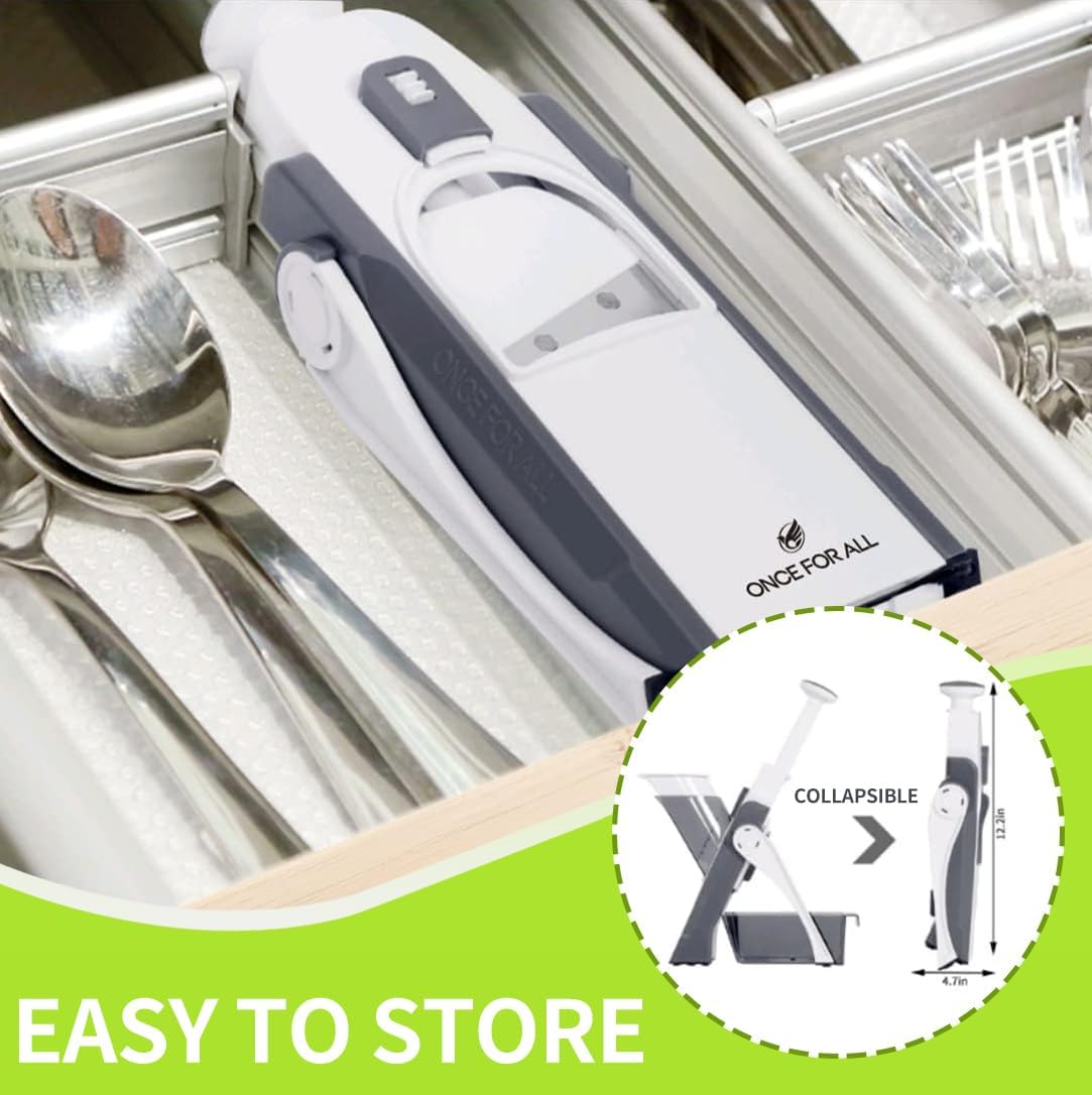 ONCE FOR ALL Safe Mandoline Slicer For Kitchen, Professional Vegetable Slicer For Food Potato Slices, Thickness Adjustable 0.1-8 mm Kitchen Artifact Fast Meal Prep