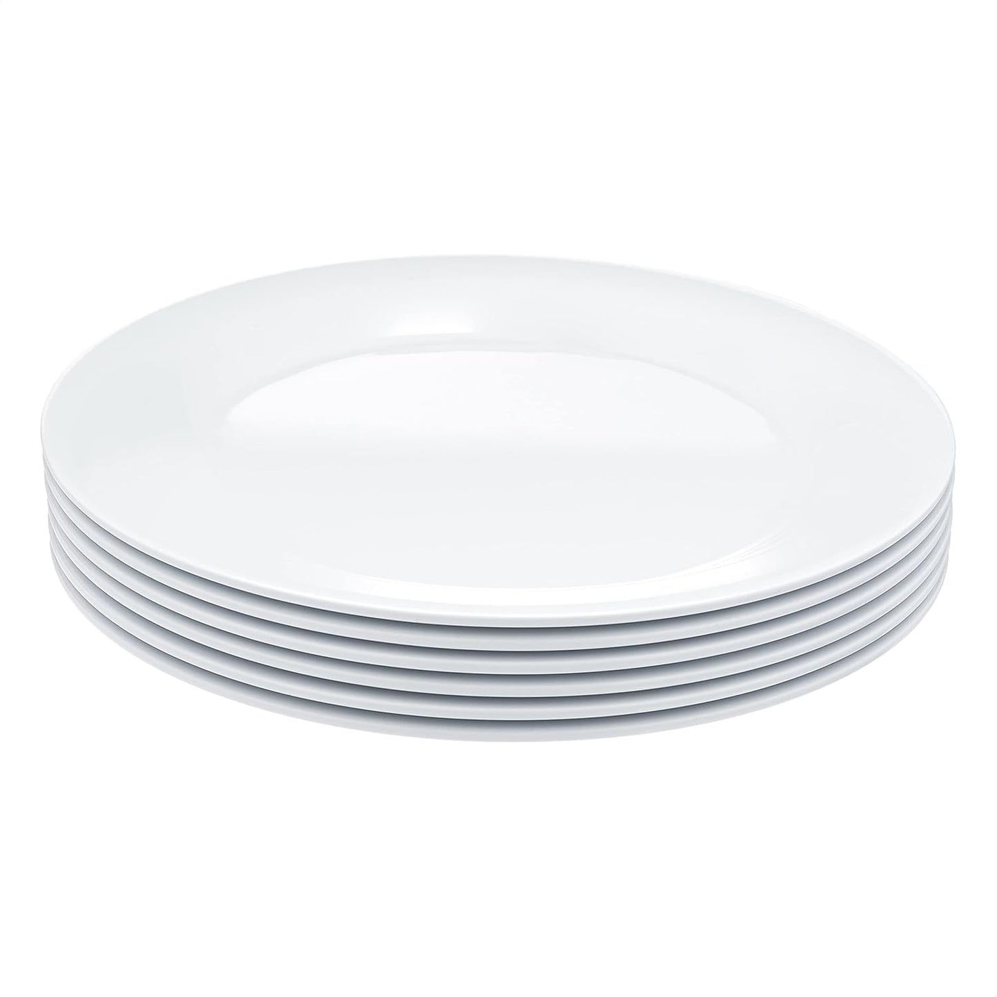 Amazon Basics Melamine (Plastic) Plate, 6 Piece Set, 10.5 in, White (Previously AmazonCommercial brand)
