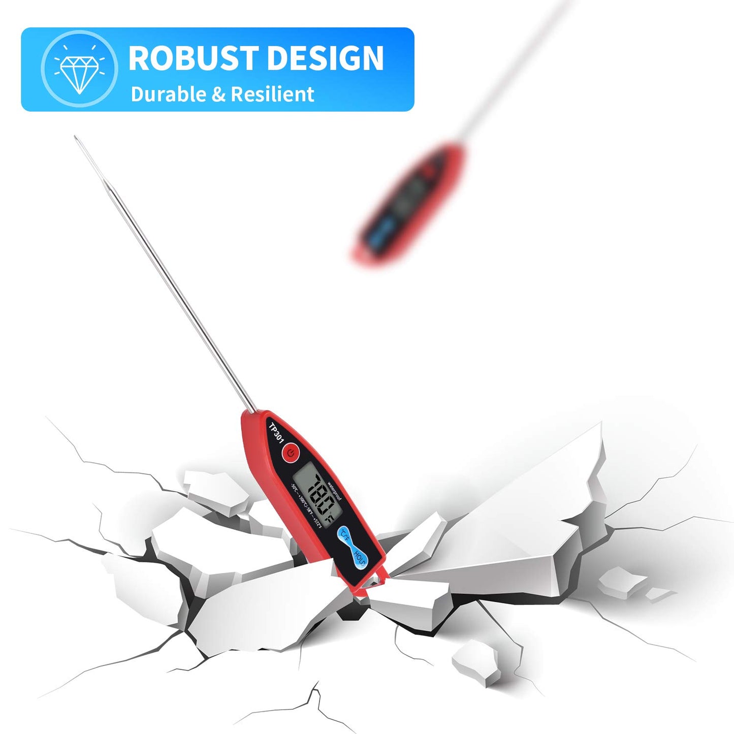 Yacumama Digital Water Thermometer for Liquid, Candle, Instant Read with Waterproof for Food, Meat, Milk, Long Probe