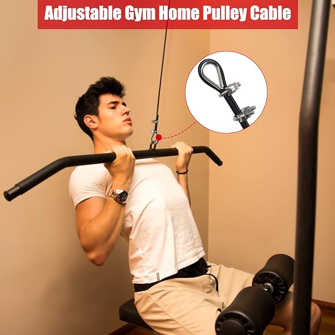 Fitness Pulley Cable 196 Inch, Adjustable Home Gym Cable Replacement for Pulley System, Heavy Duty Fitness Rope Machine Accessories