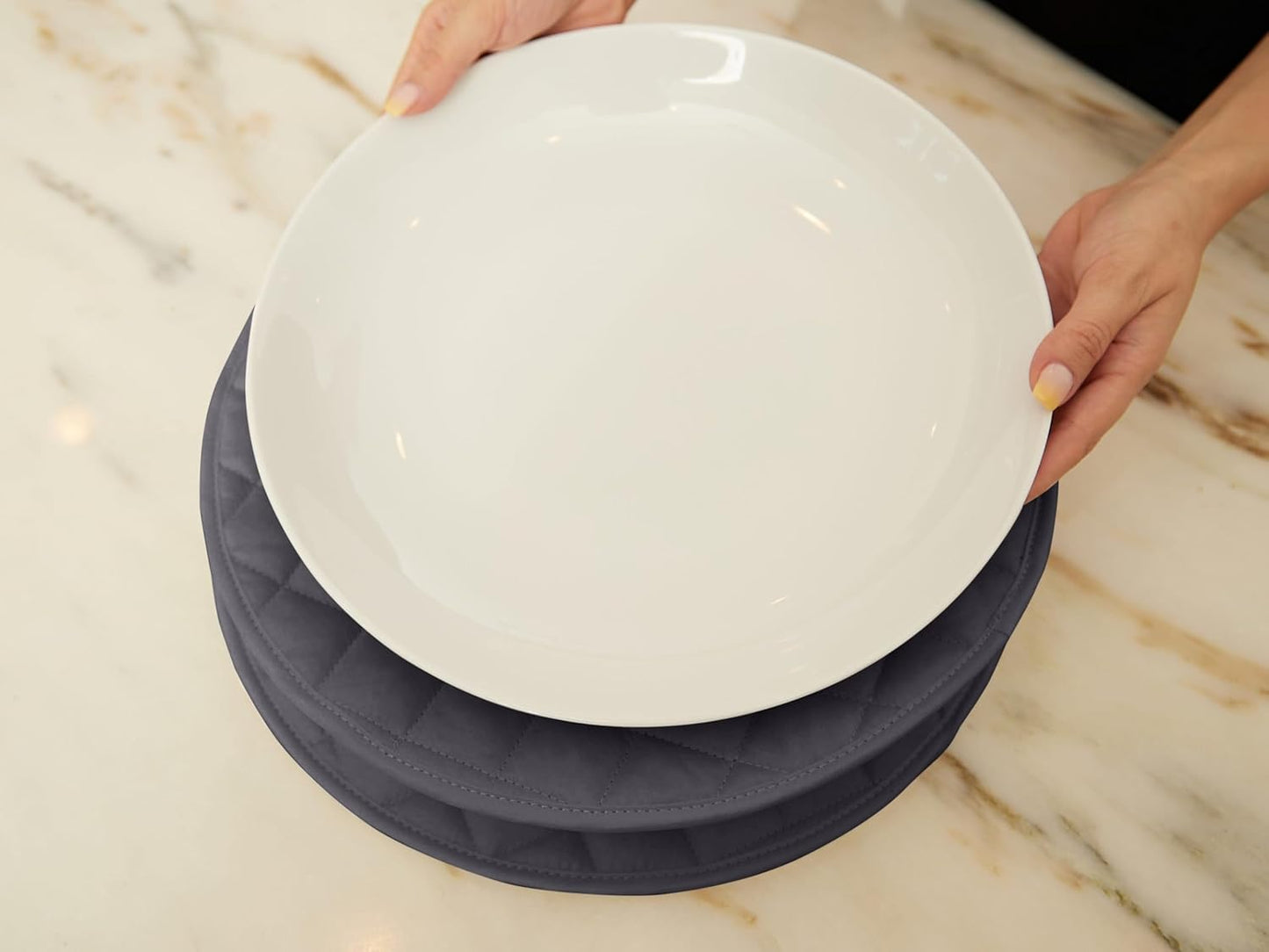 Covermates Keepsakes - Dish Storage Set - Padded Protection - ID Window - Stain Resistant - Machine Washable - China Storage, Slate