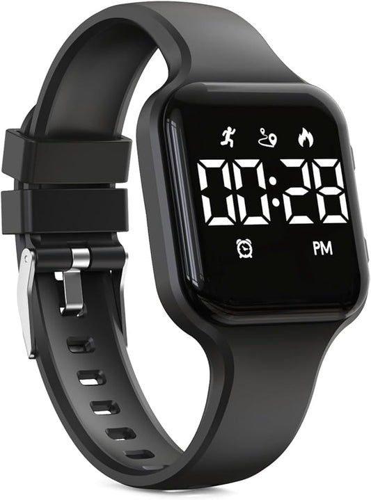 Kids Fitness Tracker,Digital Pedometer Watch，Sport Watch, Steps Counter, Waterproof, Alarm Clock for Boys Grils Kids Children (Black)