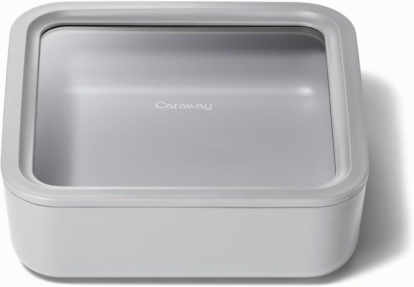 Caraway Glass Food Storage - 10 Cup Glass Container - Ceramic Coated Food Container - Non Stick Lunch Box with Lids - Dishwasher, Oven, & Microwave Safe - Square Shape - Gray