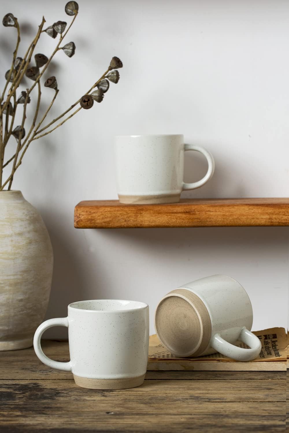 famiware Coffee Mugs for 4, 12 oz Mug Set, Dringking Cup with Handle for Coffee, Tea, Cocoa, Milk, Milkyway serise, White