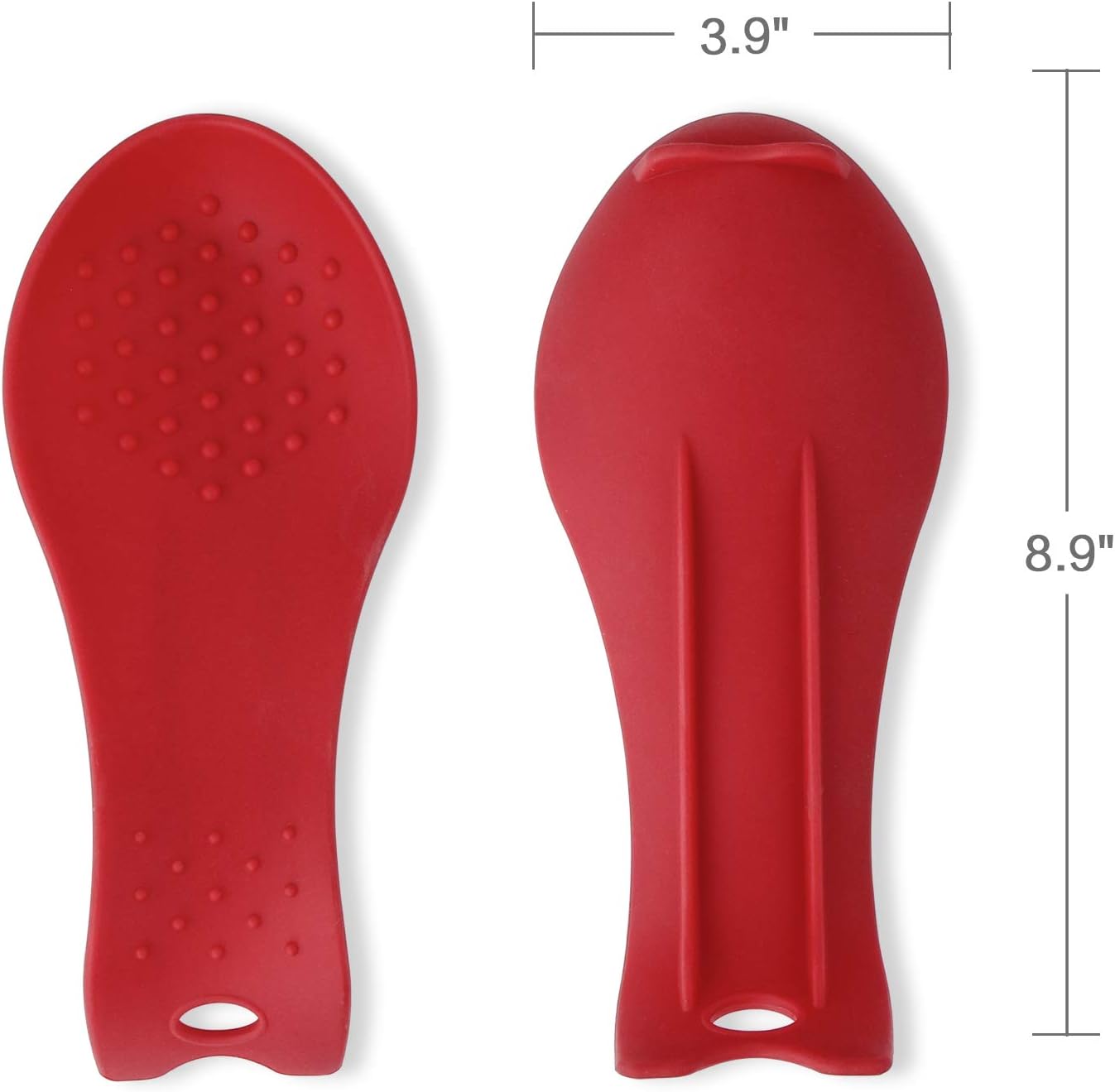 MSY BIGSUNNY Silicone Spoon Rests, Cooking Utensils Holder for Kitchen (2, Red-Red)