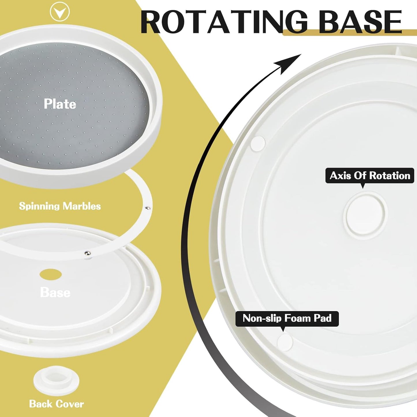 5Pack Non Skid Lazy Susan Turntable,Single Round Rotating Kitchen Spice Organizer for cabinets,Pantry, Bathroom, Refrigerator（10Inch）