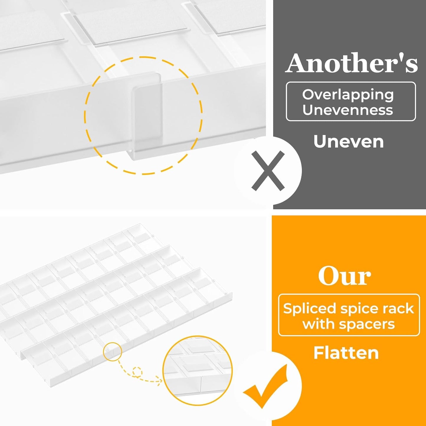 Famhap Spice Drawer Organizer, 48PCS Interlocking Expandable Seasoning Rack Tray Insert for Kitchen Drawers, Spice Rack Drawer for Spice Jars