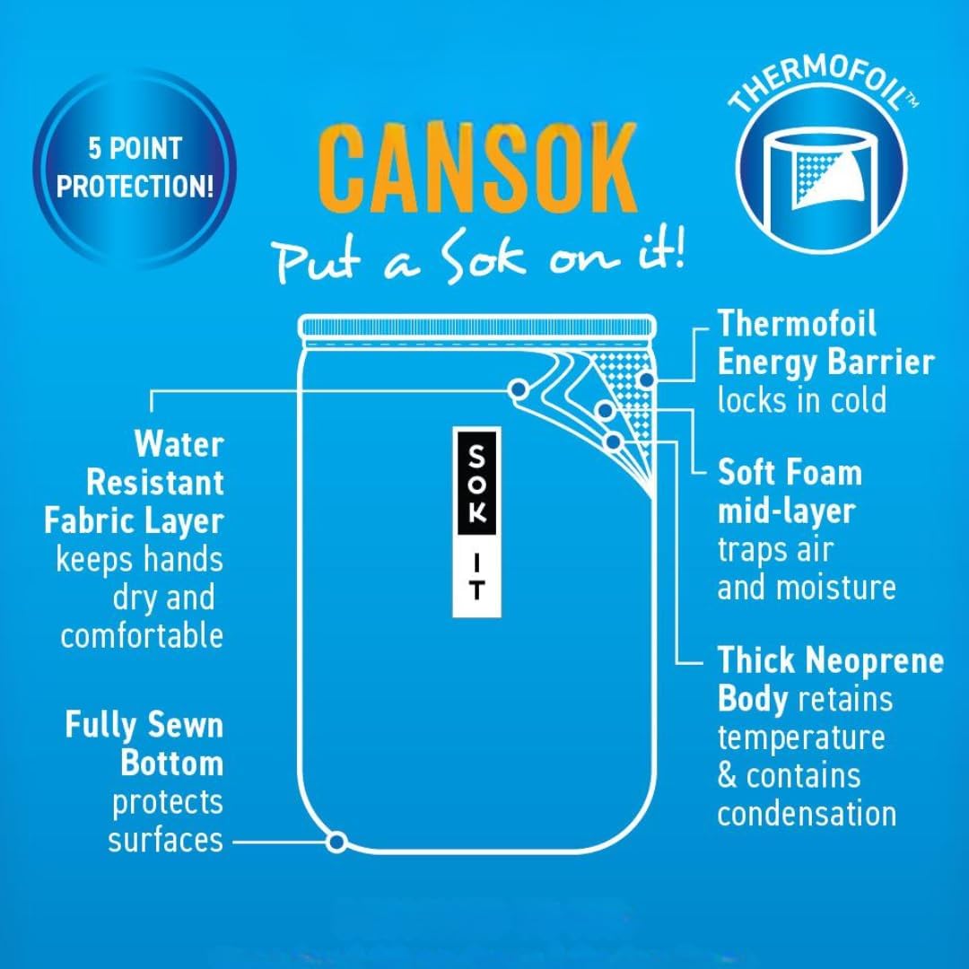 Sok It CanSok Sleeve for Beer & Soda Insulated Neoprene Cover (Paws and Bones, 12oz Slim Can Sleeve)