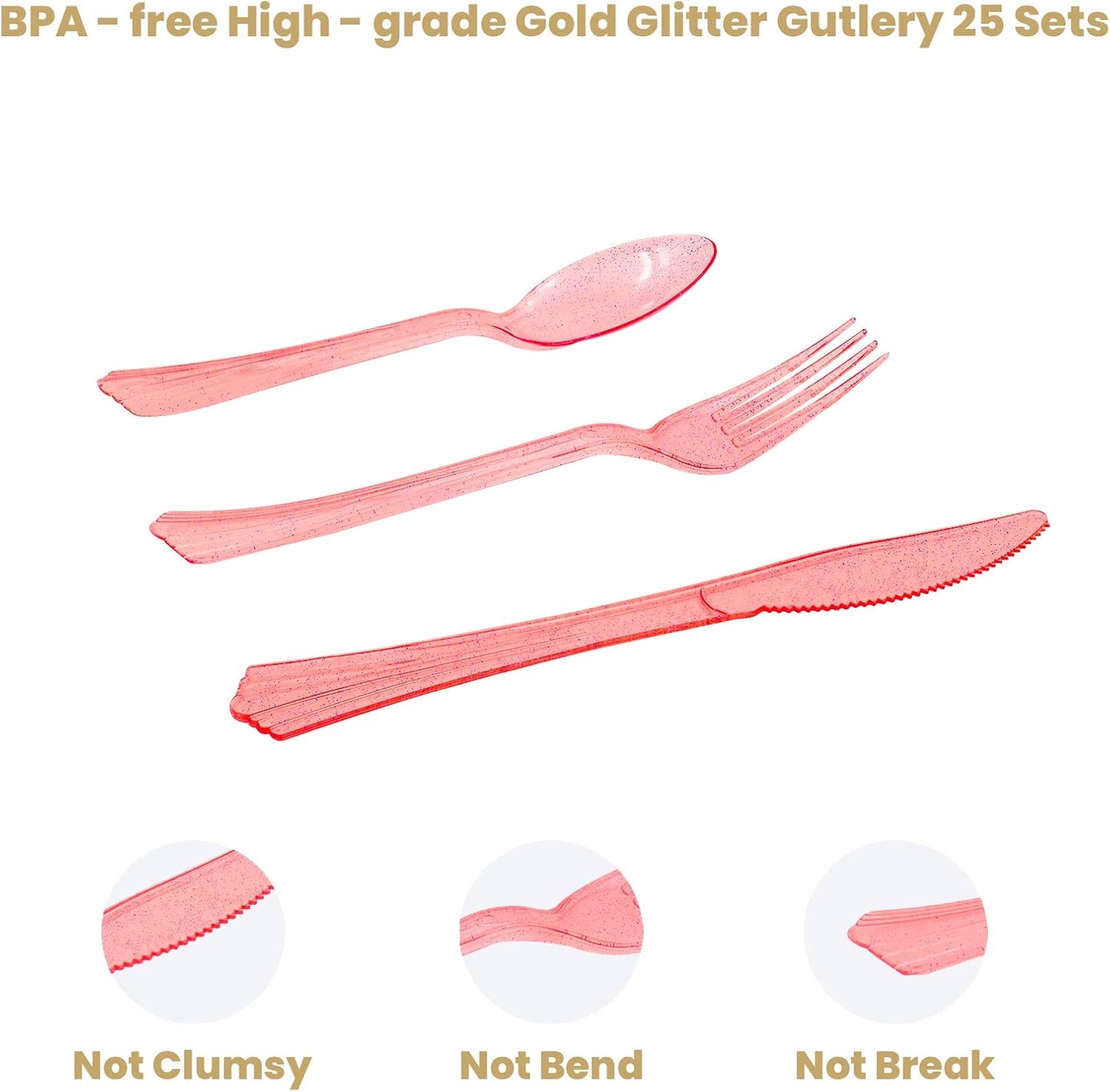 AIRE 175Pcs White Rose Gold Paper Plates Dinnerware Sets for 25 Guests, Party Supplies Disposable Paper Party Plates Napkins Cups Plastic Forks Knives Spoons For Birthday Baby Shower Wedding New Year