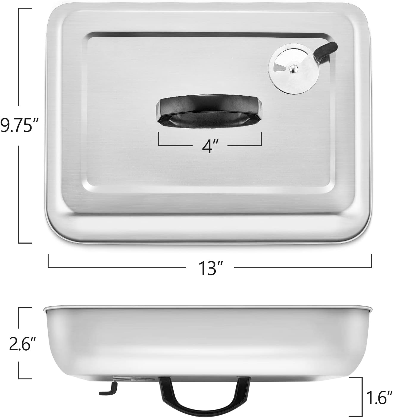 13x 9.75Inch Cheese Melting Domes, HaSteeL Rectangular Basting Steam Cover for Flat Top Griddle Cooking Outdoor & Indoor, Heavy Duty Stainless Steel Grill Lid with Adjustable Vent, Easy to Clean