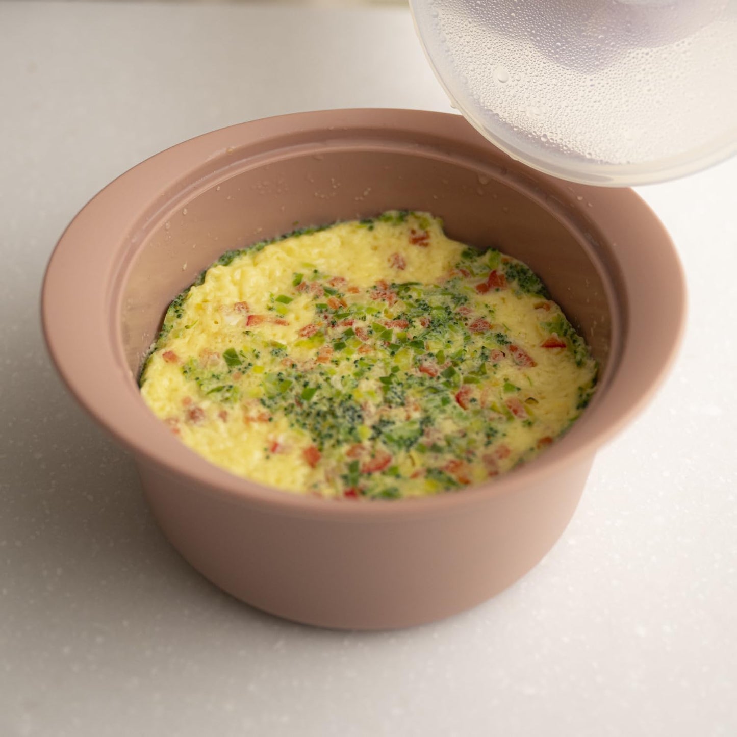 Microwave Silicone Steamer for Baby Food, Made In Korea, Oven & Dishwasher Safe to 482°F, Easy Clean, Microwave Pot with Handle & Lid, 100% Food Grade Steamer Bowl (Terracotta Rose, 27.1oz (800ml))