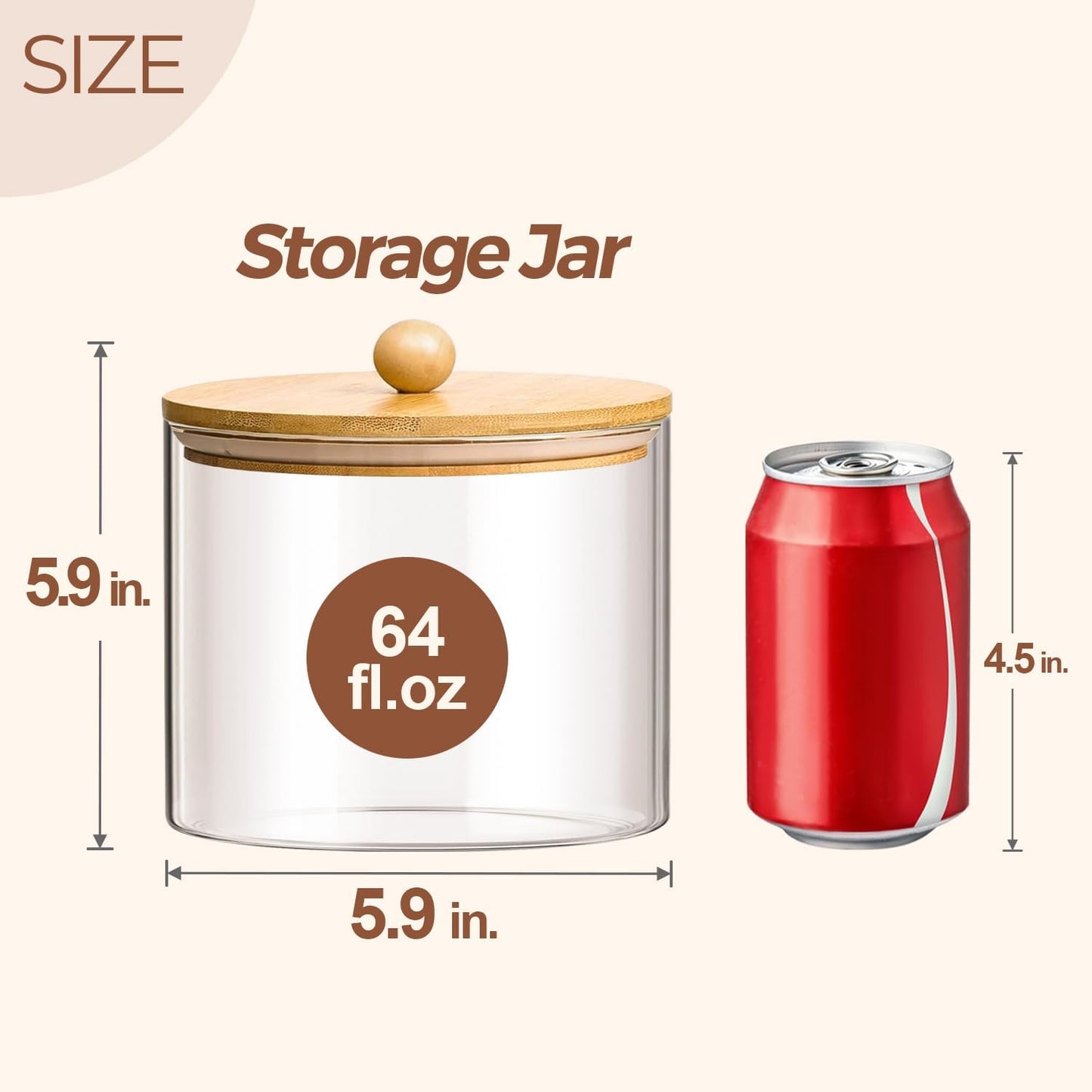 ComSaf Half Gallon Cookie Jar, Large Glass Jar with Lid Set of 2, 64 OZ Glass Food Storage Containers, Flour Sugar Storage Containers for Candy Cereal Nuts Beans, Canisters Sets for The Kitchen