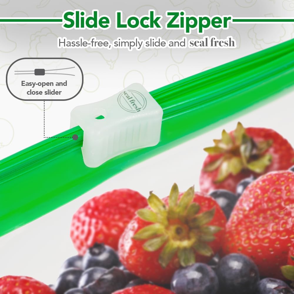 Pint Slider Storage Bags 200 Pack — Reusable Freezer Bags with Expandable Bottom, BPA Free, Microwave Safe, Clear Pint Food Storage Bags