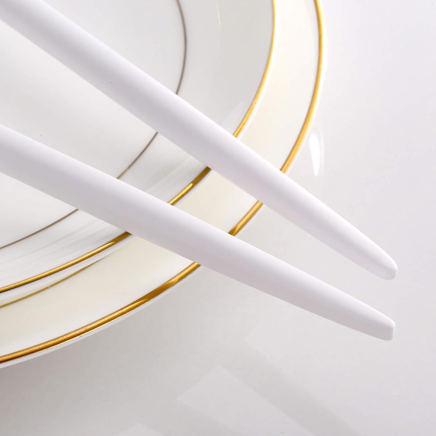 White Gold Salad Serving Utensils,Serving Spoons Stainless Steel,2Pcs Long Handle Salad Servers 11.42 Inch,Salad Utensils for Serving,Matte Finish,Dishwasher Safe