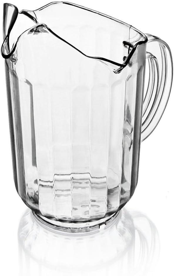 New Star Foodservice Resturant-Grade Polycarbonate Plastic Water Pitcher (3 Spouts (Clear), 60 oz (Set of 12))