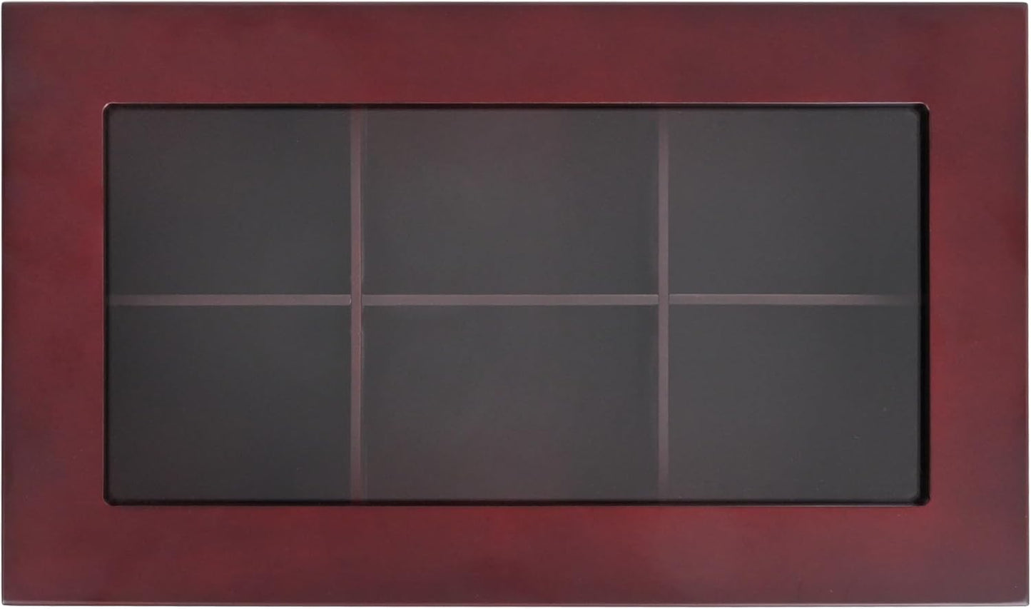 CIGAROL Luxury Wooden Tea Box Organizer – 6 Compartment Storage Chest with Scratch-Resistant Glass Lid – Ideal for Tea Bags, Coffee Pods, Spices, or Office Supplies