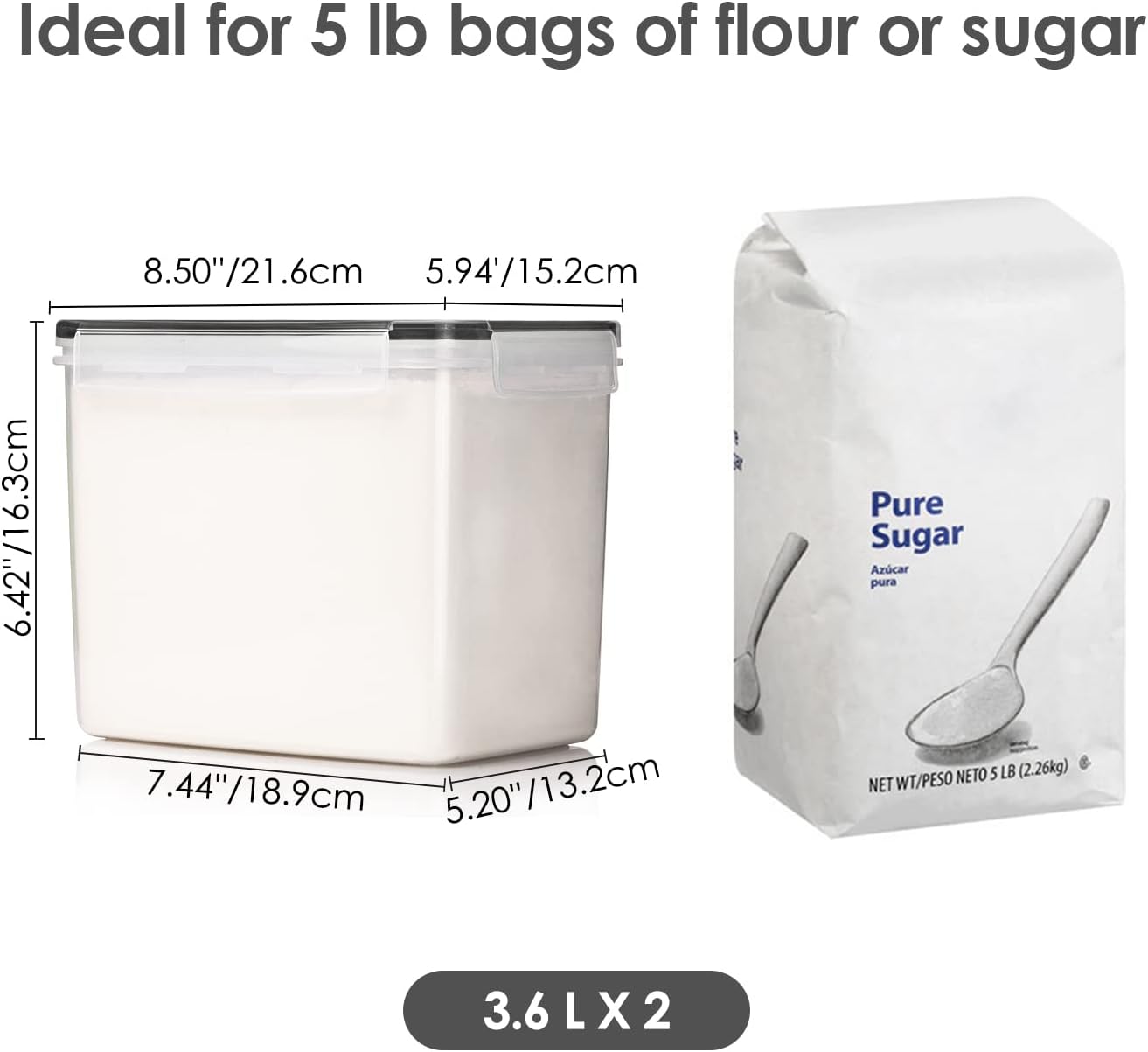 Vtopmart Airtight Food Storage Containers 6 Pieces - Plastic BPA Free Kitchen Pantry Storage Containers for Sugar,Flour and Baking Supplies - Dishwasher Safe - Include 24 Labels, Black