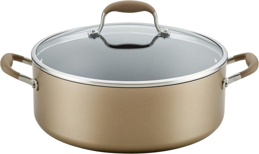 Anolon Advanced Home Hard-Anodized Nonstick Wide Stock Pot/Stockpot (7.5-Quart, Bronze)