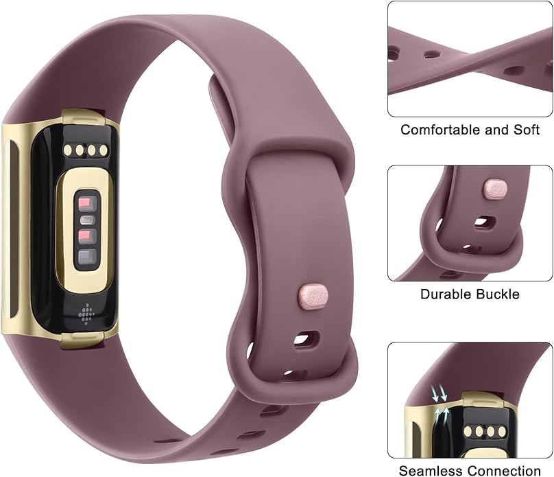 3 Pack Bands for Fitbit Charge 6 / Charge 5 Bands Women Men, Soft Silicone Waterproof Adjustable Wristband Replacement Sport Straps for Fitbit Charge 5 / Charge 6 Fitness Tracker