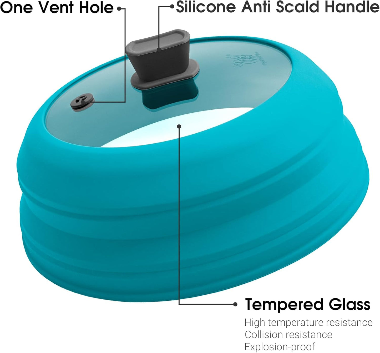 Microwave Splatter Cover for Food Collapsible Glass Microwave Cover Silicone Splatter Guard Dishwasher Safe Splatter Lid for Plates, Bowls, Pots & Stovetop Cooking 10.8" Blue