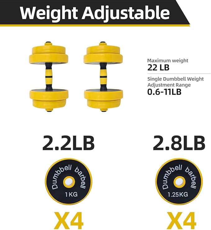 FUXION 44LB Adjustable Dumbbell Barbell Weight Pair