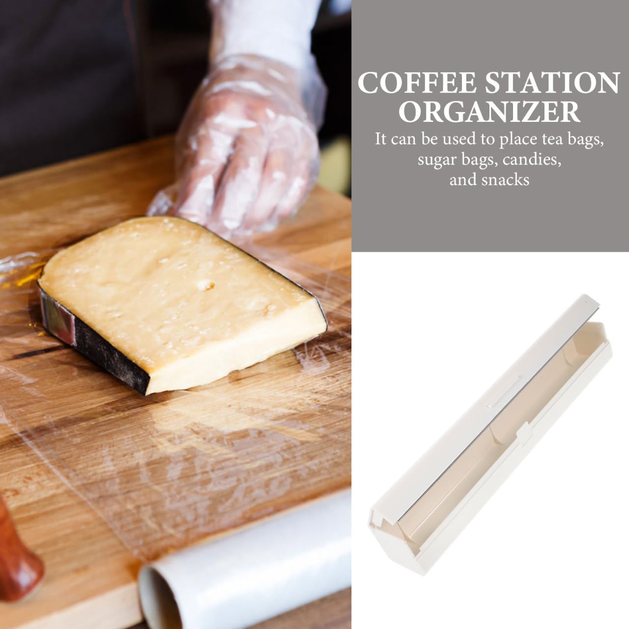 STOBOK Plastic Film Cutter - Cling Wrap Dispenser with Stainless Steel Cutter Compact Food Wrap Storage Box for Home Use Ideal for Plastic Wraping and Aluminum Foil