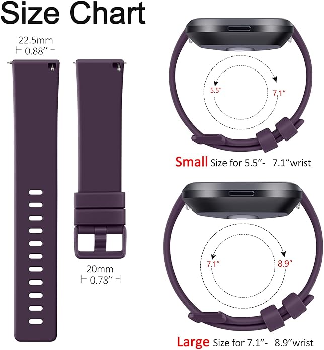 3 Pack Sport Bands Compatible with Fitbit Versa Bands, Classic Soft Sport Replacement Wristbands for Fitbit Versa 2 Smart Watch Women Men