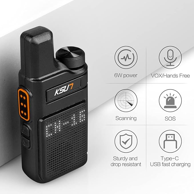 KSUN 4 Pack Walkie Talkies for Adults 22 FRS 4000mAh Battery M6