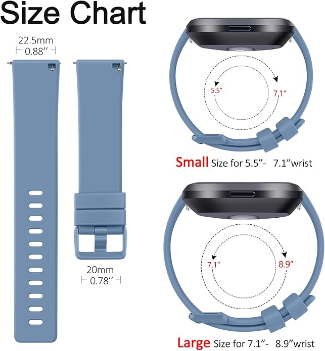 3 Pack Sport Bands Compatible with Fitbit Versa Bands, Classic Soft Sport Replacement Wristbands for Fitbit Versa 2 Smart Watch Women Men