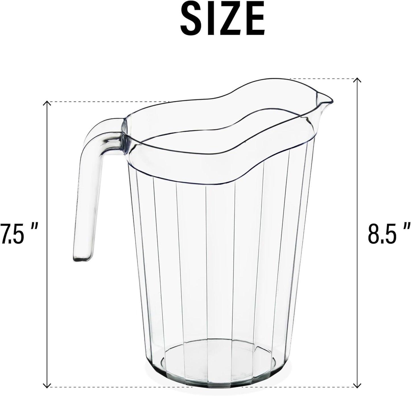 DecorRack 2 Pack - 75 oz Polycarbonate Plastic Pitcher Beverage Dispenser with Pour Spout Shatterproof Catering and Restaurant Serveware for Cold Drinks, Water, Lemonade, Beer, and Sangria (2 Pack)